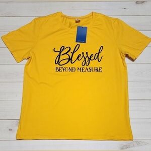 LookFace Blessed Beyond Measure Yellow Tee Large Youth - New With Tags